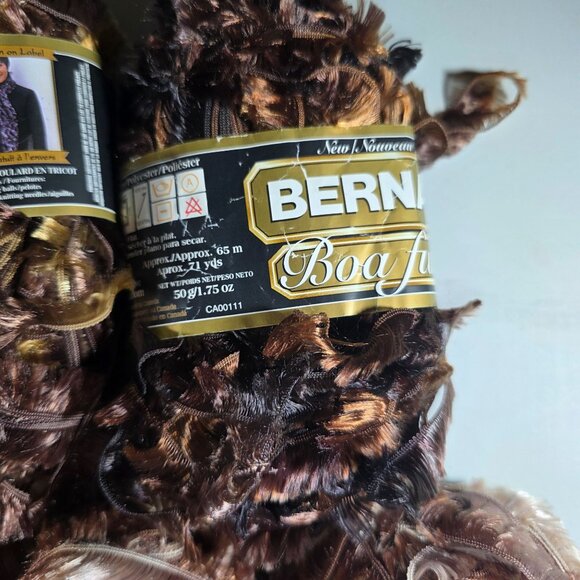 Bernat Boa Furs Yarn Lot Of 13 Skeins Polyester Brown Pink Multicolor craft - Picture 4 of 8